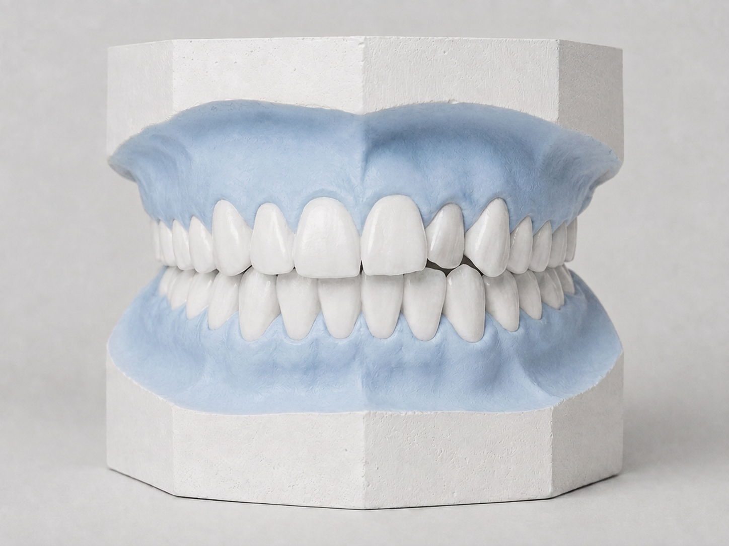 3D-Darstellung eines Zahnmodells mit Zahnengstand vor einer kieferorthopädischen Behandlung