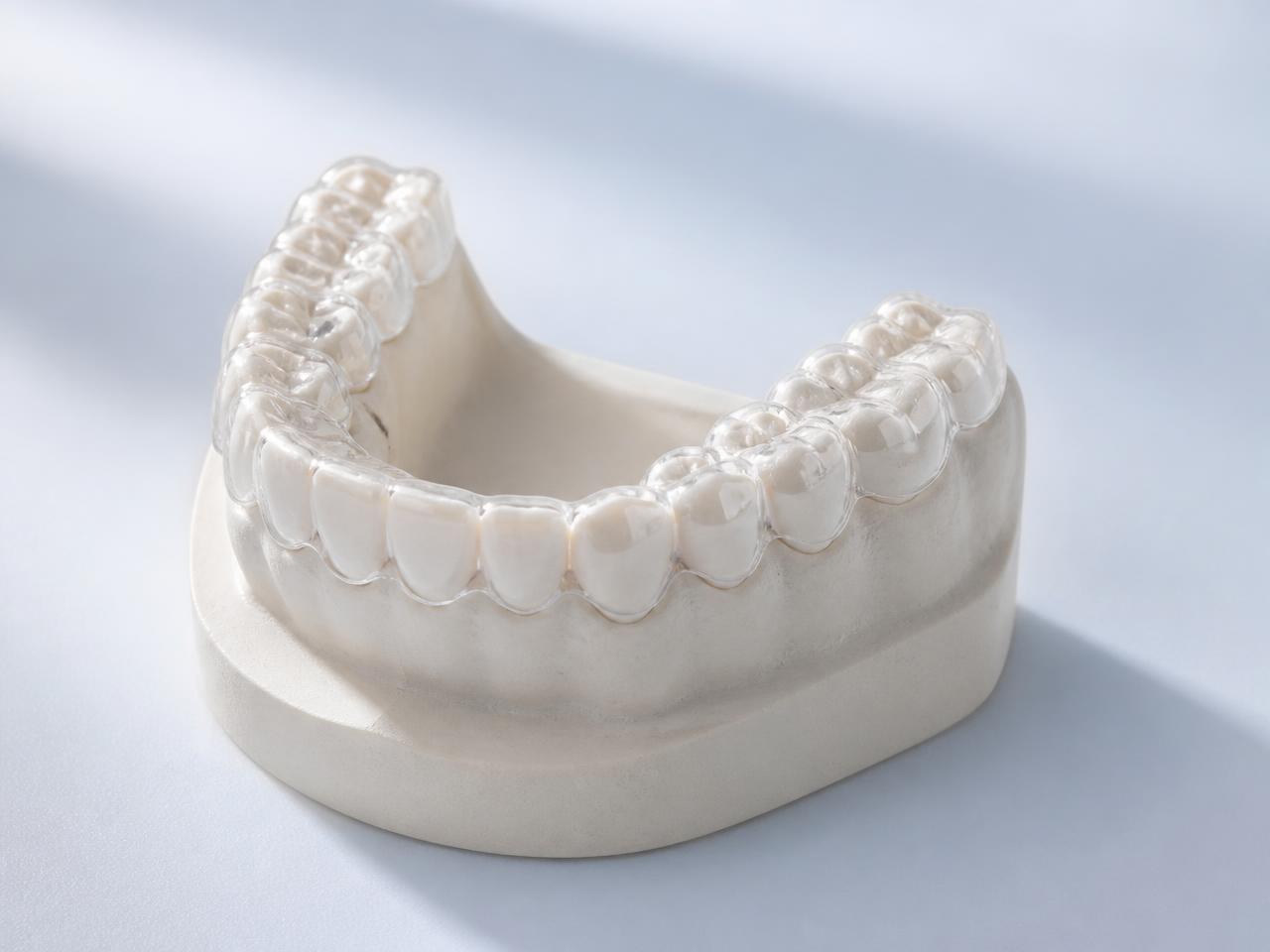Transparente Aligner-Schiene auf Zahnmodell